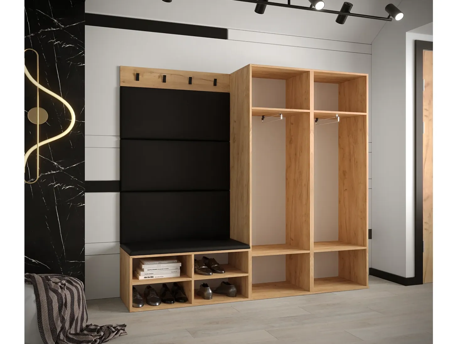Conjunto de guardarropa Miro 5 184/184/42 (Roble/Manila 18)