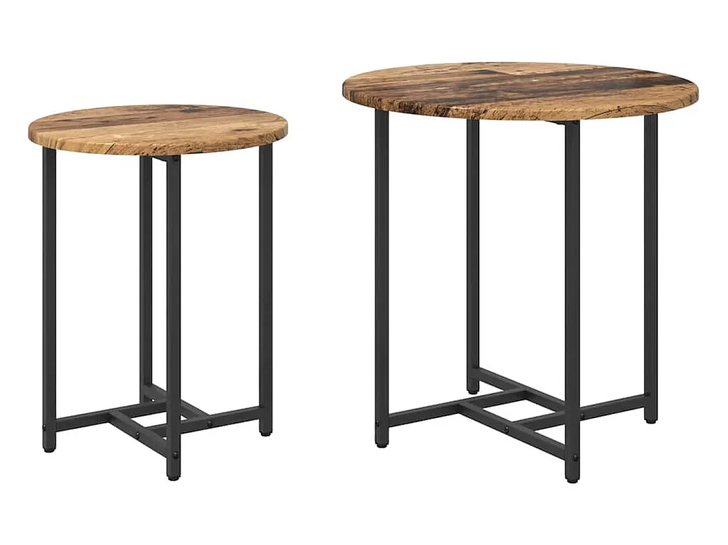 Conjunto de mesas auxiliares 2 piezas Madera vieja y Negro