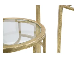 Conjunto de Mesitas Auxiliares VKH428, Oro, 33x33x70 cm, Kendra Home