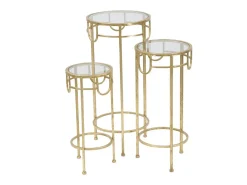 Conjunto de Mesitas Auxiliares VKH428, Oro, 33x33x70 cm, Kendra Home