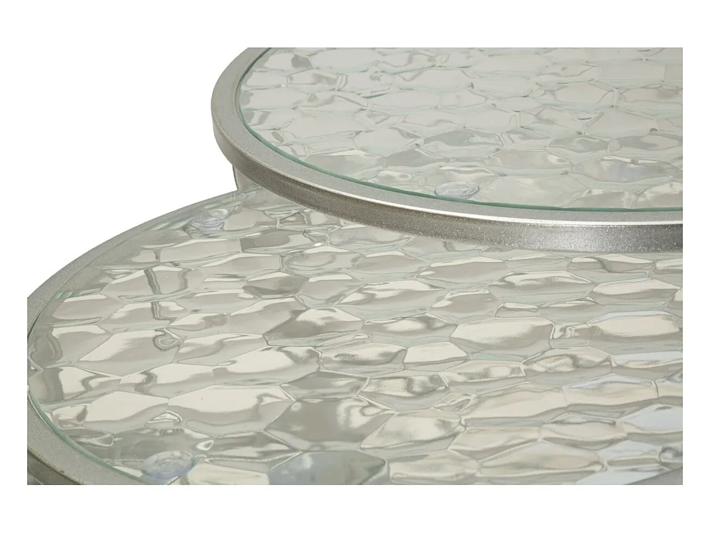 Conjunto de Mesitas Auxiliares VKH571, Plata, 70x70x45 cm, Kendra Home