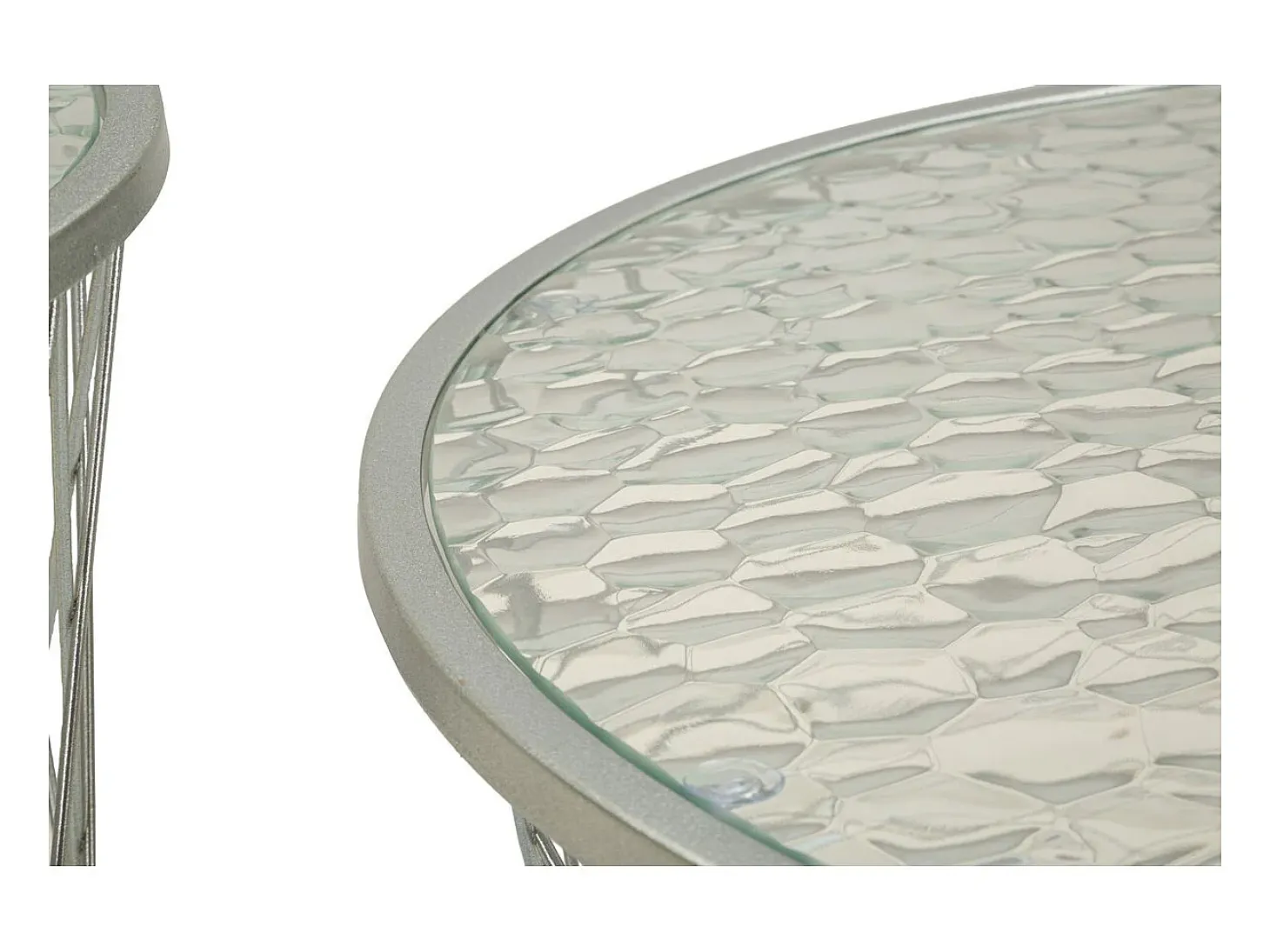 Conjunto de Mesitas Auxiliares VKH571, Plata, 70x70x45 cm, Kendra Home