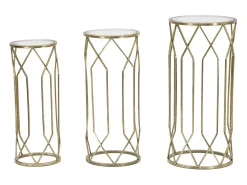 Conjunto de Mesitas Auxiliares VKH597, Oro, 32x32x71 cm, Kendra Home