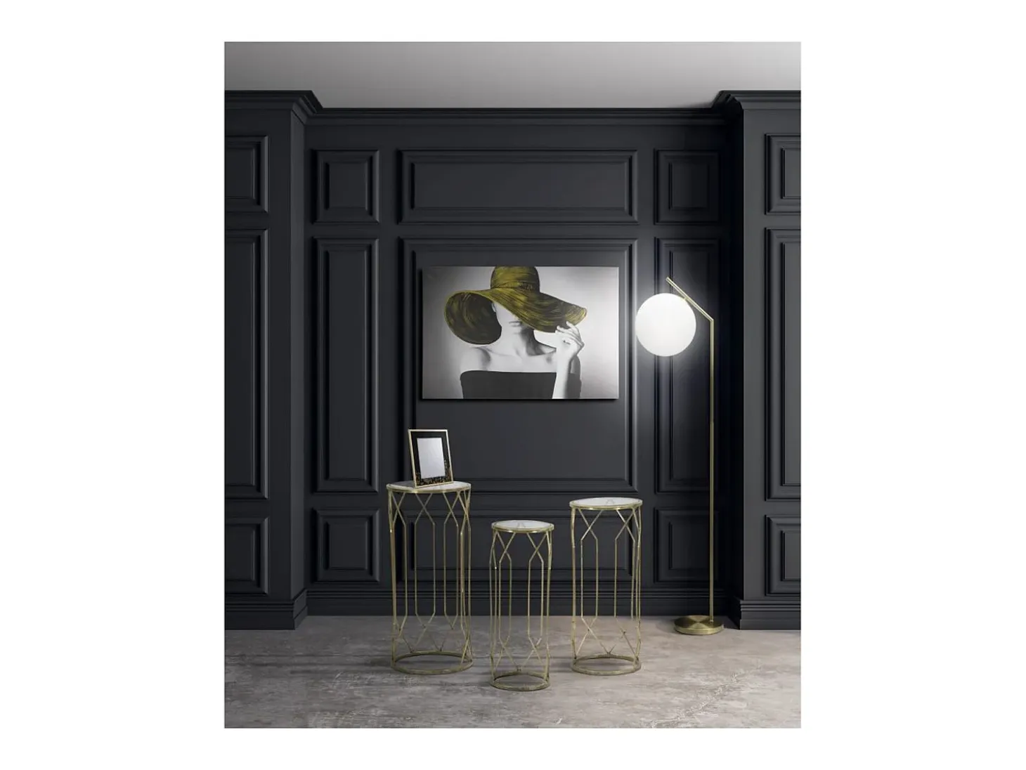 Conjunto de Mesitas Auxiliares VKH597, Oro, 32x32x71 cm, Kendra Home