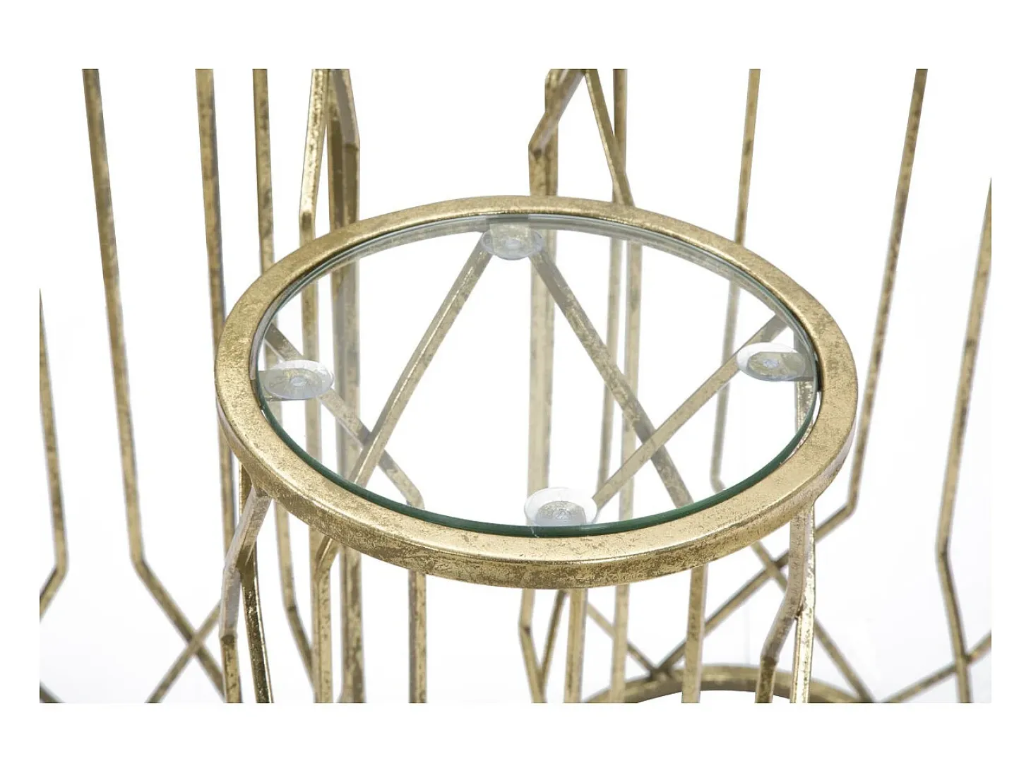 Conjunto de Mesitas Auxiliares VKH597, Oro, 32x32x71 cm, Kendra Home