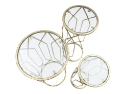Conjunto de Mesitas Auxiliares VKH597, Oro, 32x32x71 cm, Kendra Home