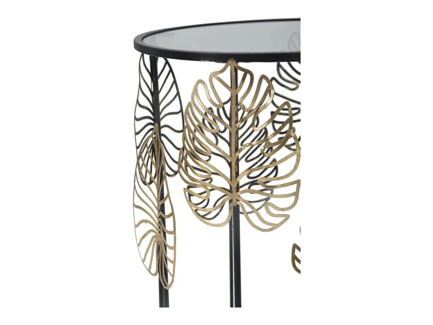 Conjunto de Mesitas Auxiliares Hoja 67, Negro, 38x38x55 cm, Kendra Home