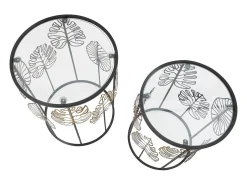 Conjunto de Mesitas Auxiliares Hoja 67, Negro, 38x38x55 cm, Kendra Home