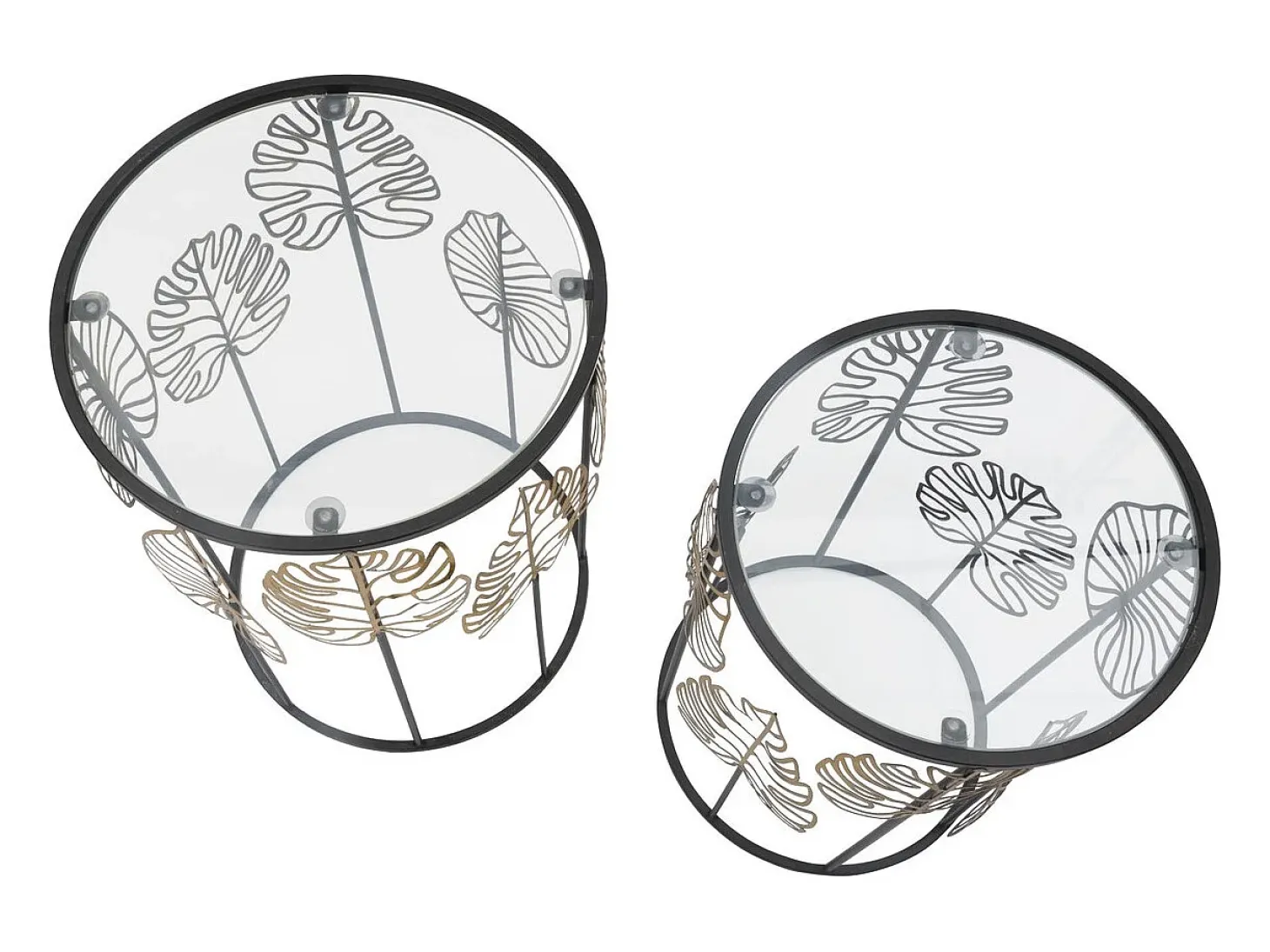 Conjunto de Mesitas Auxiliares Hoja 67, Negro, 38x38x55 cm, Kendra Home