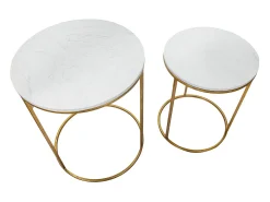 Conjunto de Mesitas Auxiliares VKH534, Oro, 52x52x63 cm, Kendra Home