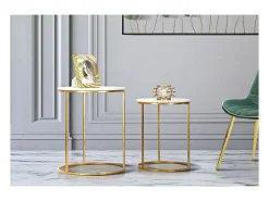 Conjunto de Mesitas Auxiliares VKH534, Oro, 52x52x63 cm, Kendra Home