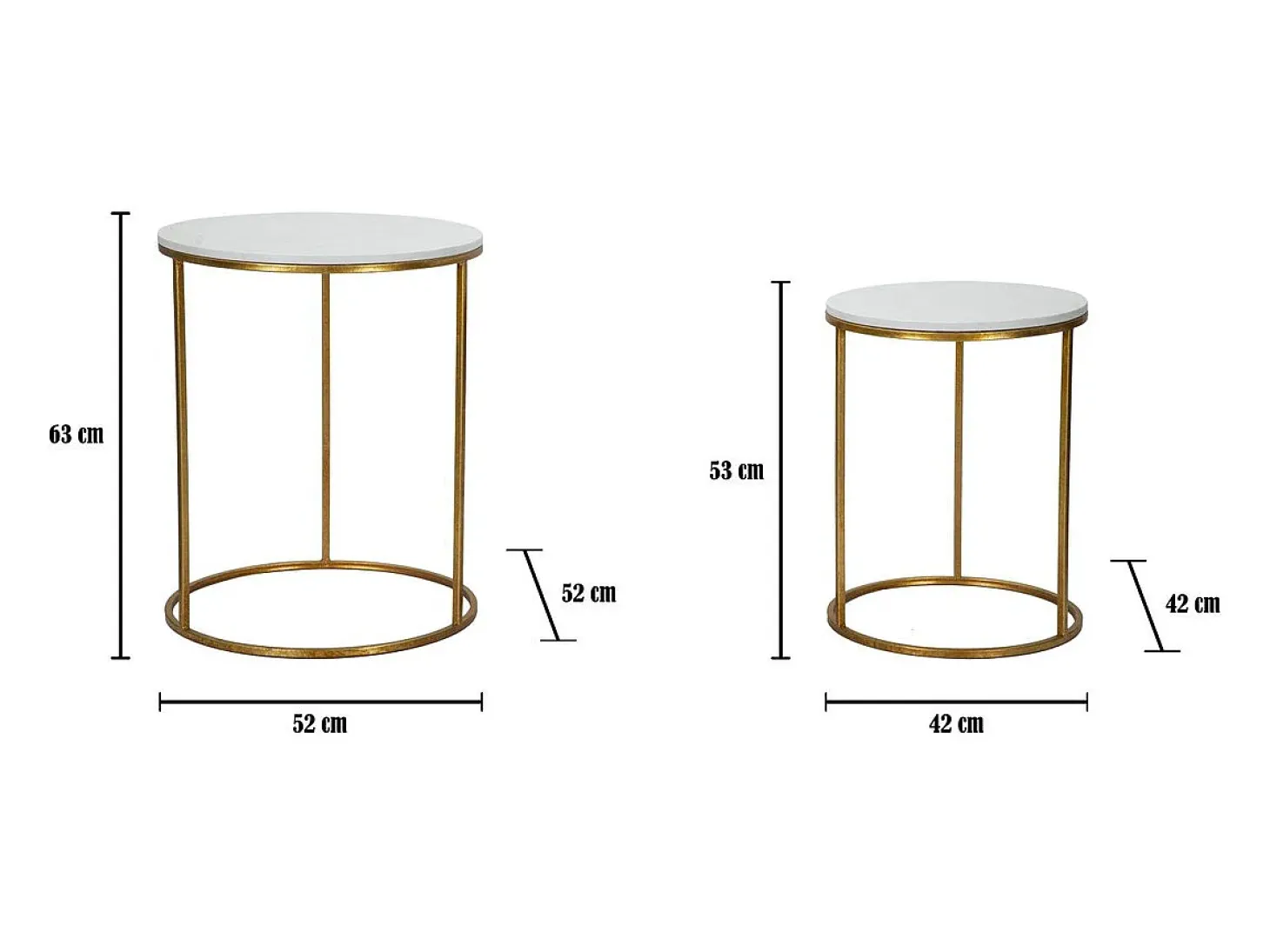 Conjunto de Mesitas Auxiliares VKH534, Oro, 52x52x63 cm, Kendra Home