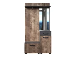 Conjunto de mueble de entrada en madera y espejo gris con espejo Kamelia