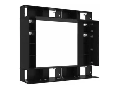 Conjunto de mueble de TV de 8 piezas Roble negro 100 x 30 x 30 cm