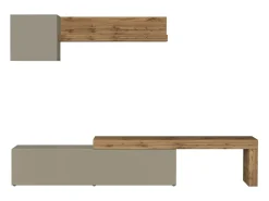 Conjunto de mueble de TV Chronos en topo mate y roble 190/350x40 cm