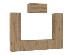 Conjunto de mueble de TV de 7 piezas, roble hecho a mano, 180 x 30 x 120 cm