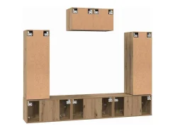 Conjunto de mueble de TV de 7 piezas, roble hecho a mano, 180 x 30 x 120 cm