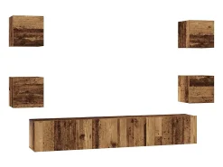Conjunto de mueble de TV de 7 piezas, madera antigua, 60 x 30 x 30 cm