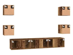 Conjunto de mueble de TV de 7 piezas, madera antigua, 60 x 30 x 30 cm