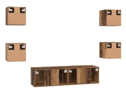 Conjunto de mueble de TV de 6 piezas Madera antigua Mediano 120 x 30 x 30 cm