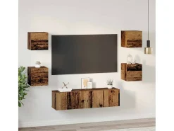 Conjunto de mueble de TV de 6 piezas Madera antigua Mediano 120 x 30 x 30 cm