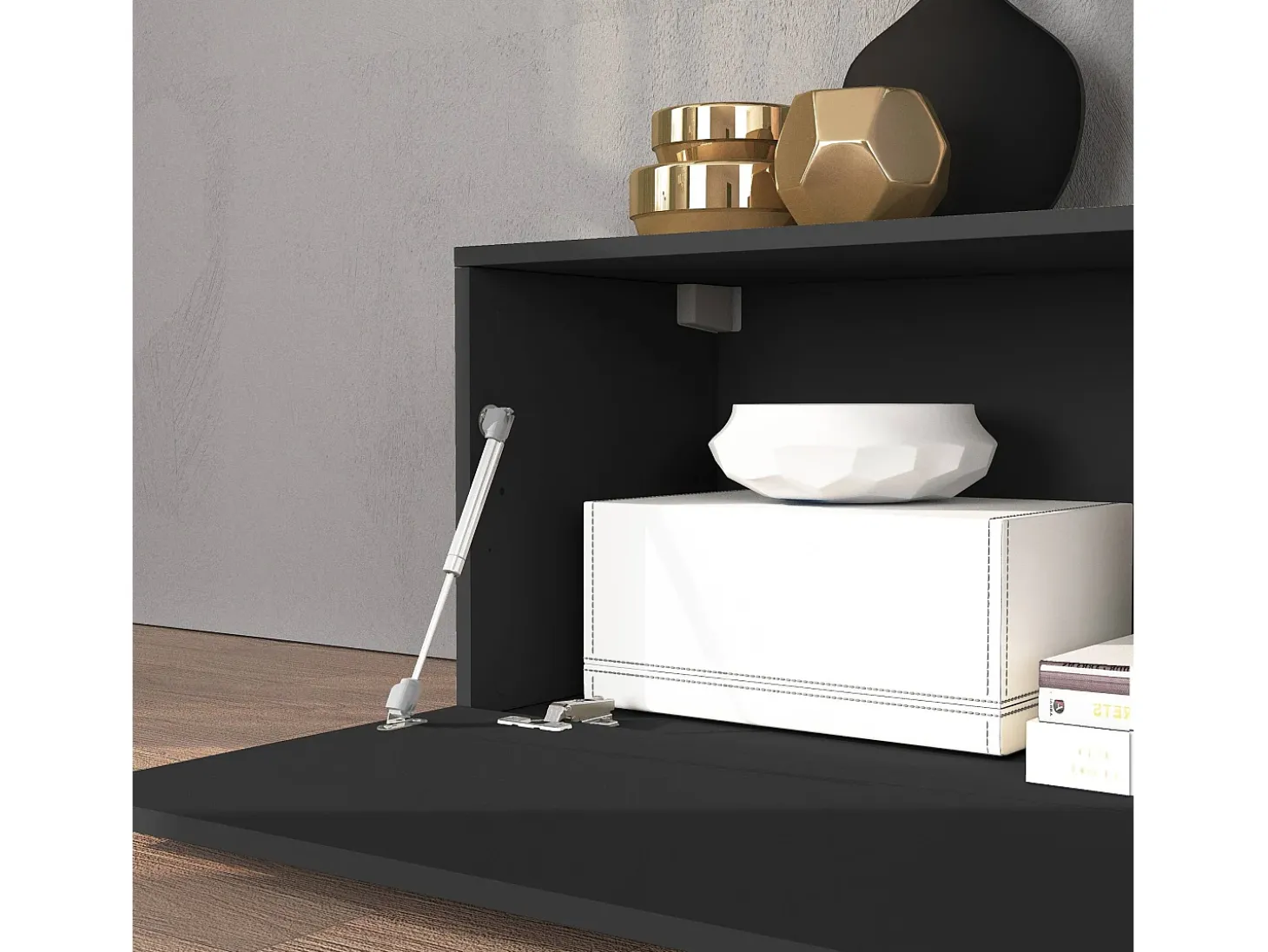 Conjunto de mueble de TV Chronos en antracita mate y roble 190/350x40 cm