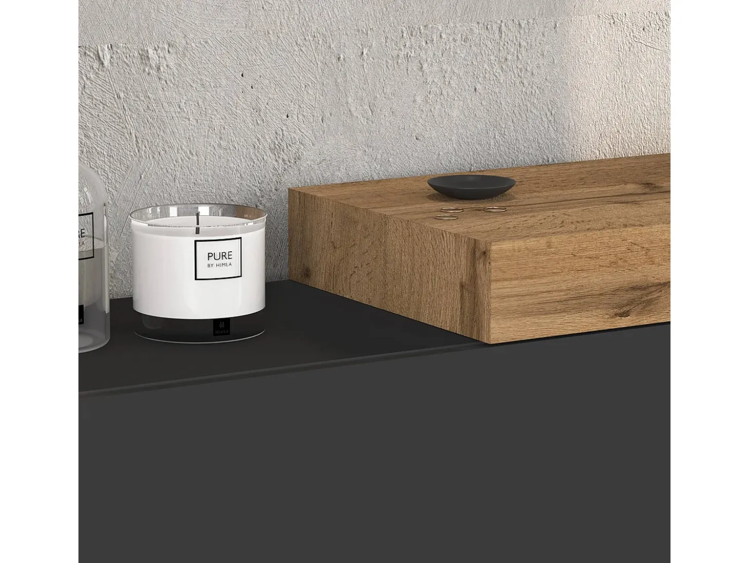 Conjunto de mueble de TV Chronos en antracita mate y roble 190/350x40 cm