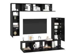 Conjunto de mueble de TV de 8 piezas Roble negro 80 x 30 x 30 cm