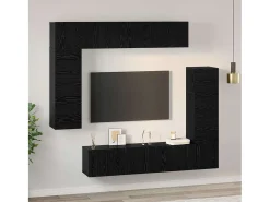 Conjunto de mueble de TV de 8 piezas Roble negro 80 x 30 x 30 cm