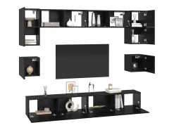 Conjunto de mueble de TV de 8 piezas Roble negro 100 x 30 x 30 cm