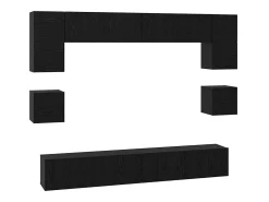 Conjunto de mueble de TV de 8 piezas Roble negro 100 x 30 x 30 cm
