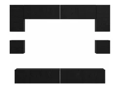 Conjunto de mueble de TV de 8 piezas Roble negro 100 x 30 x 30 cm