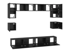 Conjunto de mueble de TV de 8 piezas Roble negro 100 x 30 x 30 cm