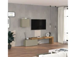 Conjunto de mueble de TV Chronos Chronos en color topo mate y roble 180/260x40 cm