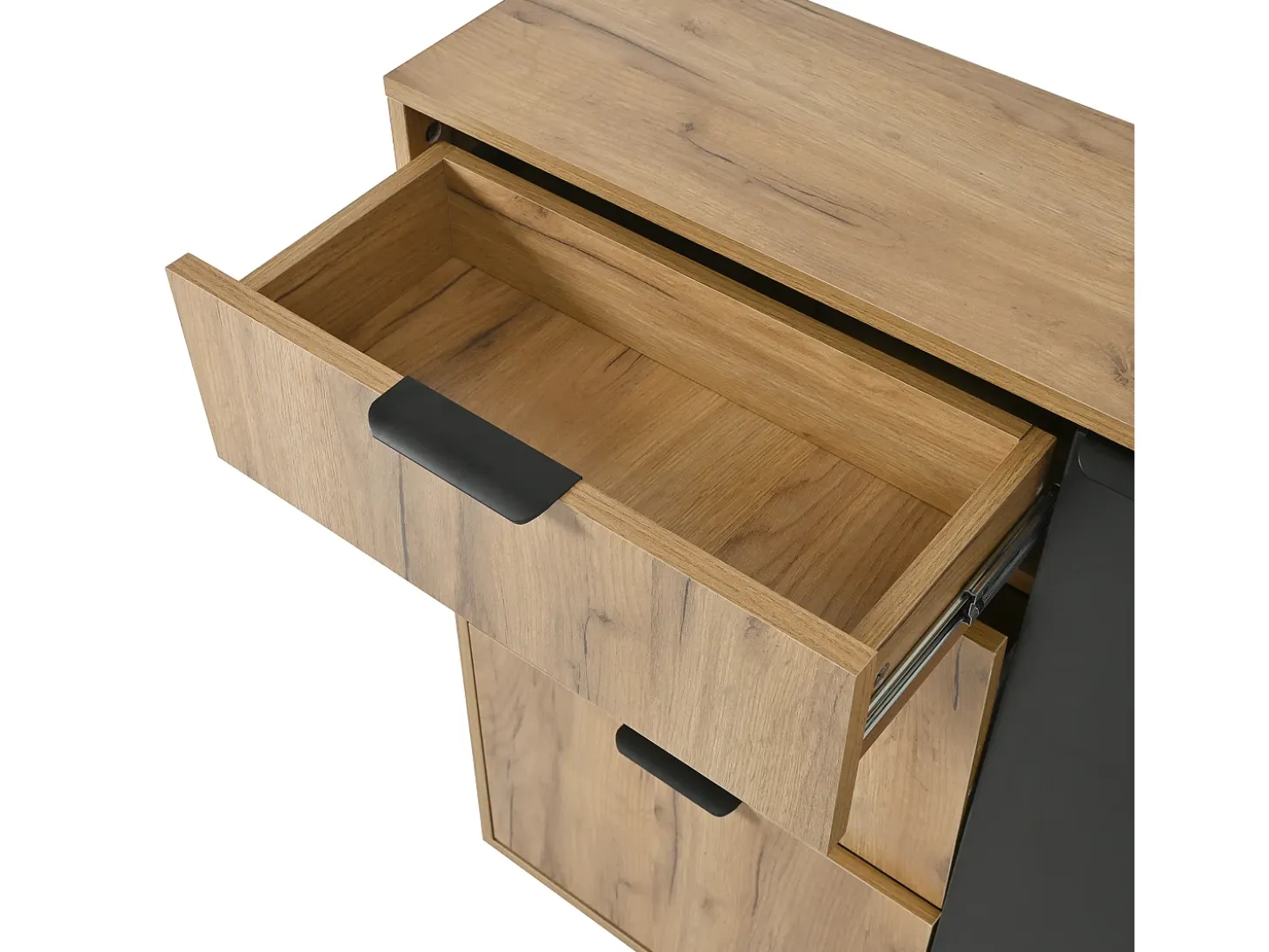 Conjunto de muebles de entrada de 4 piezas - Color madera y negro