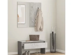 Conjunto de muebles de pasillo de madera de ingeniería de hormigón gris