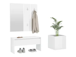 Conjunto de muebles de recibidor de madera de ingeniería blanca brillante