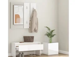 Conjunto de muebles de recibidor de madera de ingeniería blanca brillante