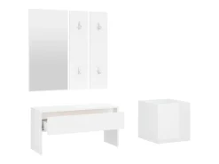 Conjunto de muebles de recibidor de madera de ingeniería blanca brillante