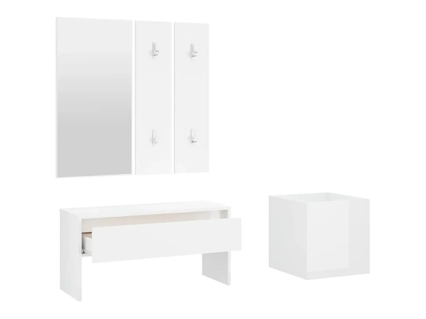 Conjunto de muebles de recibidor de madera de ingeniería blanca brillante