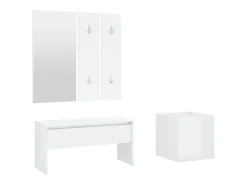 Conjunto de muebles de recibidor de madera de ingeniería blanca brillante