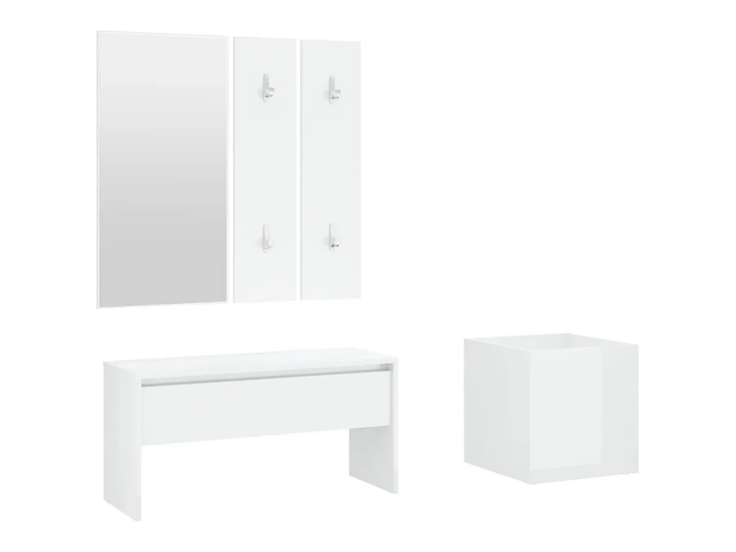 Conjunto de muebles de recibidor de madera de ingeniería blanca brillante