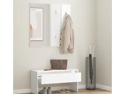 Conjunto de muebles de recibidor de madera de ingeniería blanca brillante