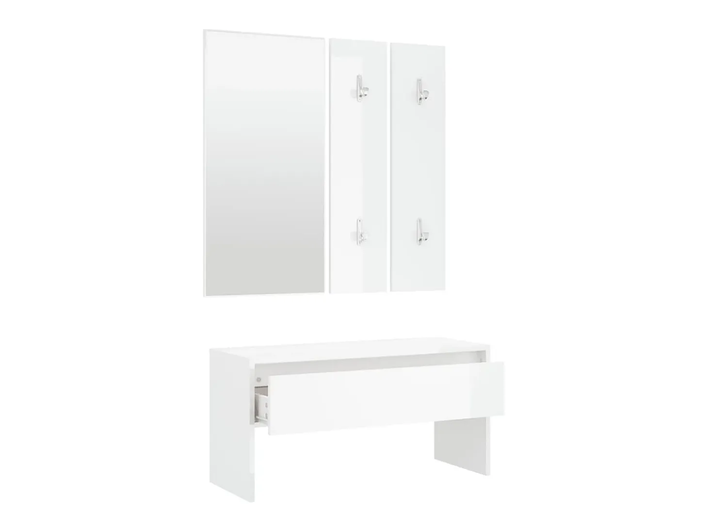 Conjunto de muebles de recibidor de madera de ingeniería blanca brillante