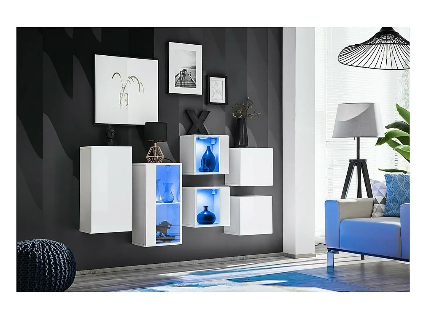 Conjunto de muebles de salón SWITCH SBIV – Blanco brillante – LED integrado & sistema Push to Open