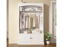 Conjunto de recibidor - 120 x 40 x 190 cm - Perchero con banco zapatero + armario - Aglomerado - Blanco