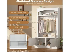 Conjunto de recibidor - 120 x 40 x 190 cm - Perchero con banco zapatero + armario - Aglomerado - Blanco