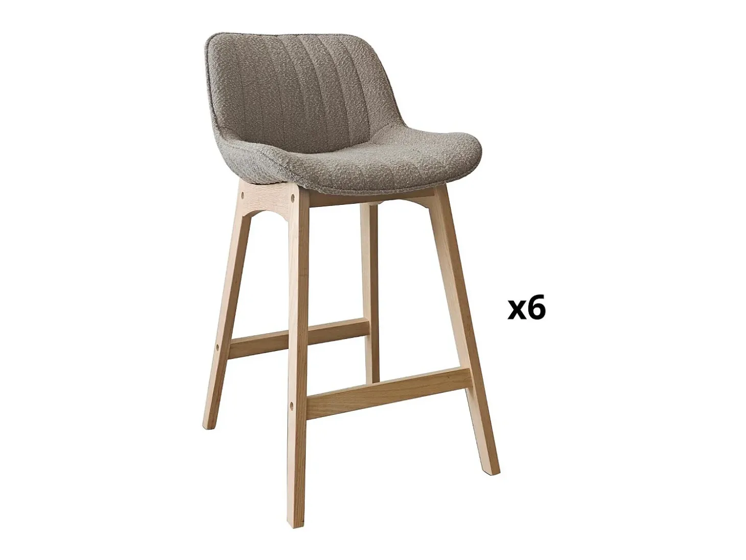Conjunto de sillas de isla y bar de roble con asiento de tela de rizo MILK de 65 cm