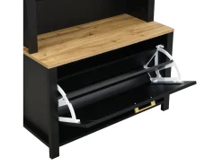 Conjunto de vestidor de entrada 75x35x195 cm - con mueble para zapatos y ganchos - con estantes - Negro