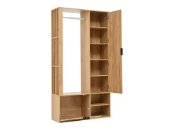 Conjunto de vestidor de entrada 100×33×190 cm - con zapatero - con espejo - 2 puertas - paneles de partículas - natural